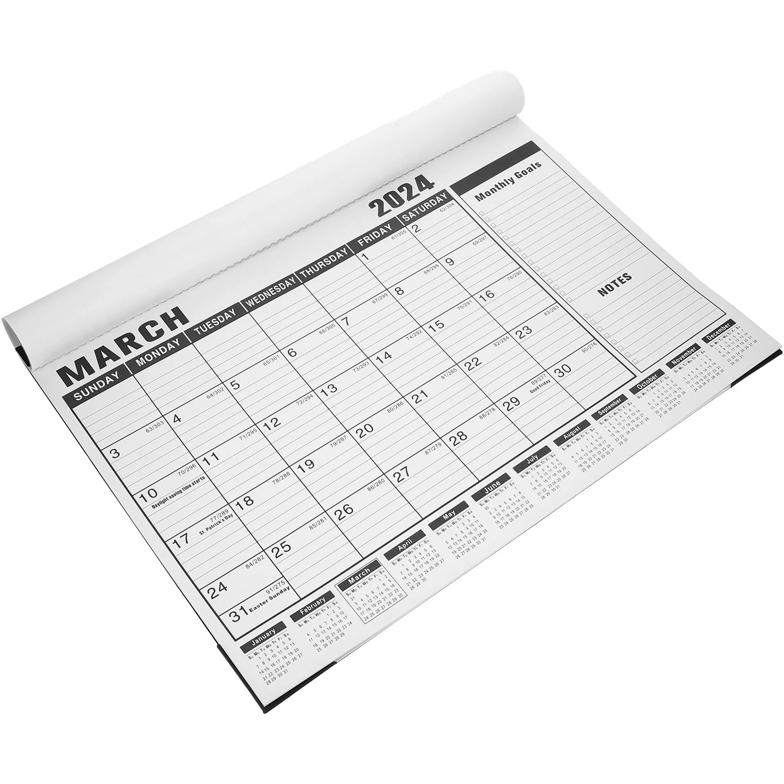 

English Hanging 2024 Sturdy Wall Calendar For Office Room Home Daily Use Monthly Planner Noting Calendar Household Accessory