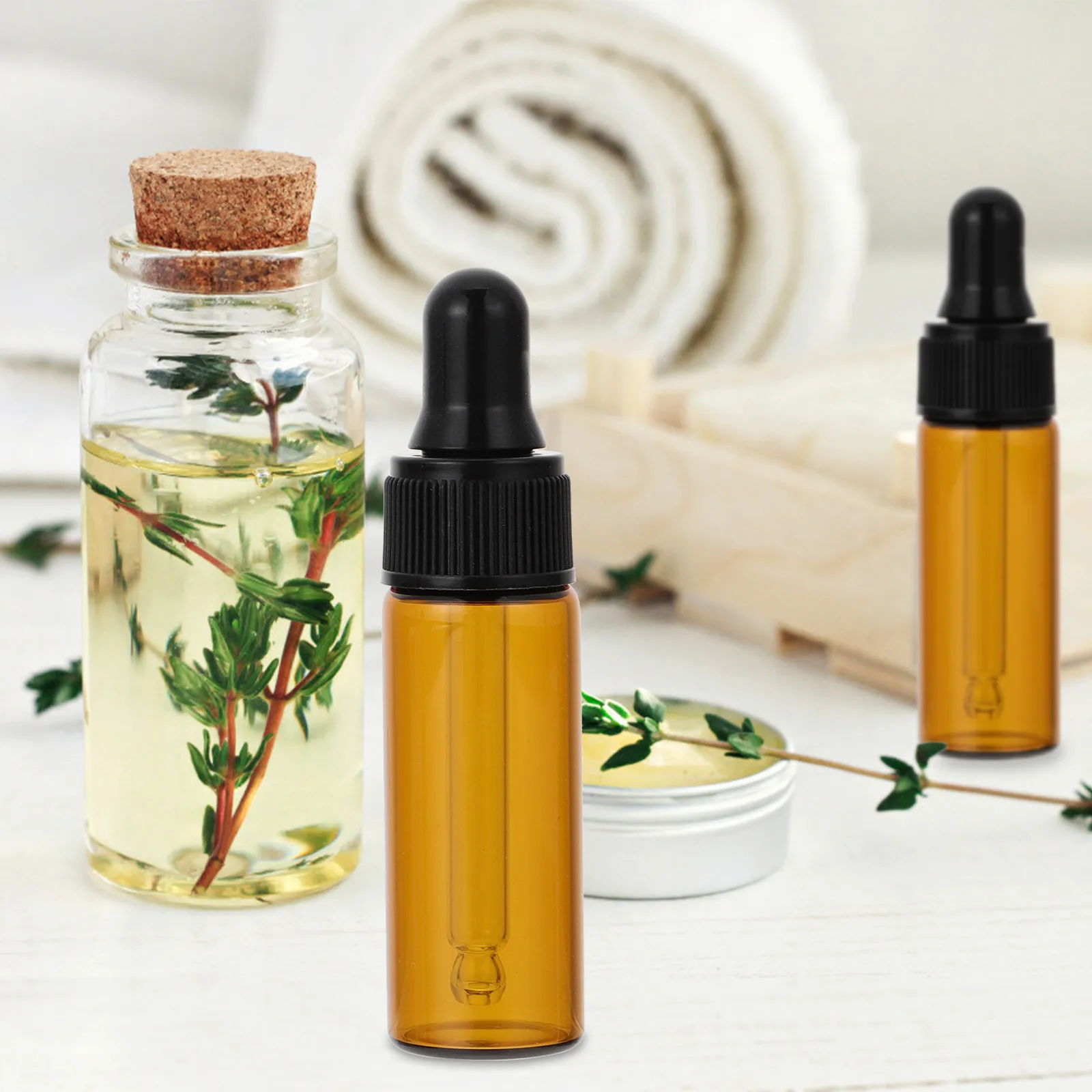 

10Pcs Amber Essential Oil Dropper Bottles Portable Travel Refillable Glass Bottles for Perfume Massage Oil DIY Samples Storage