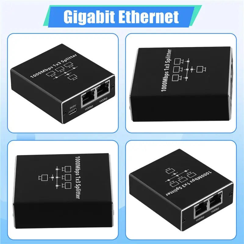 Leading-Gigabit Ethernet Splitter 1 To 3 Ports 1000Mbps Network Extension RJ45 Adapter For PC, Laptop, Router, TV-Box