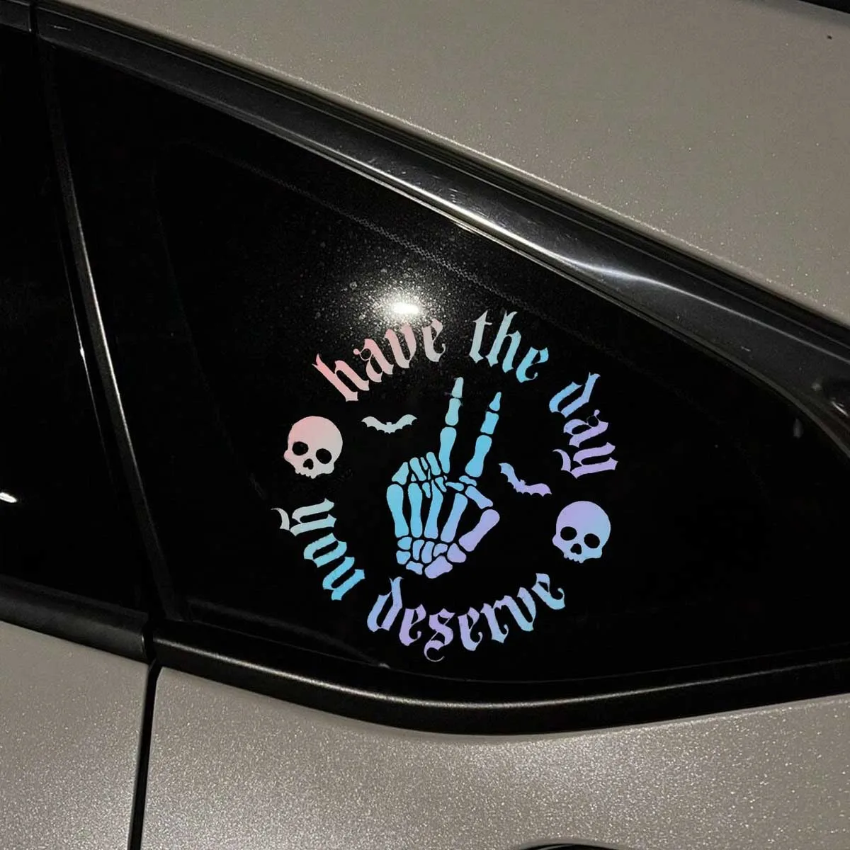 1pc Skeletal Wave Decal, Car Decal, Spooky Car Decals, Wave Decal, Skeleton Hand Decal, Bats Decal, for Girl