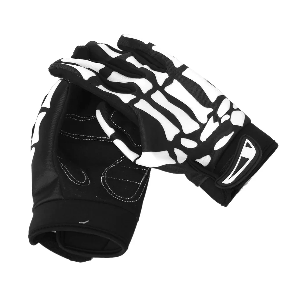 

Cool Full Finger Bike Gloves Black White XL 9cm Palm 22cm Length Polyester Silicone Rubber Touch Screen Cycling