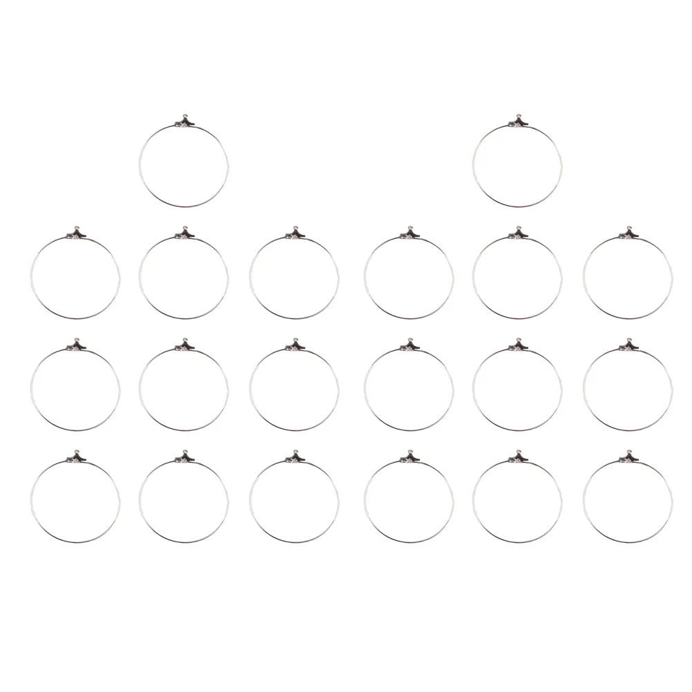 

20Pcs Copper DIY Ear Jewelry Accessories Durable Simple Earrings Making Supplies for Women Girls Handcraft Silver 32mm