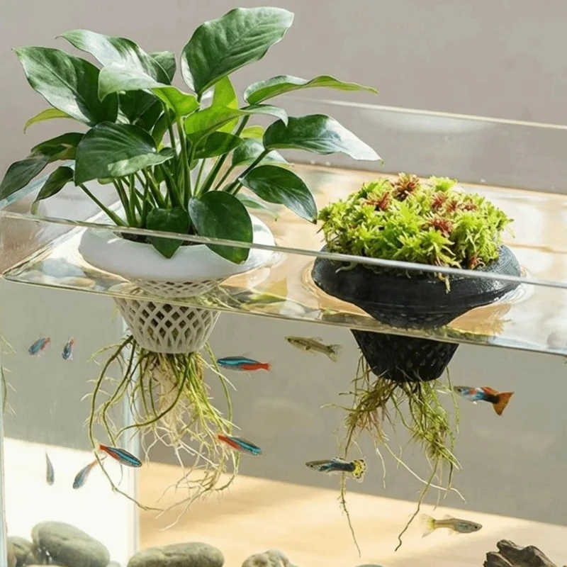 Vaso Flutuante para Plantas de Aquário, Suporte 3D para Plantas Aquáticas, Plantador Hidropônico para Tanque de Peixes, Vaso Flutuante para Aquários