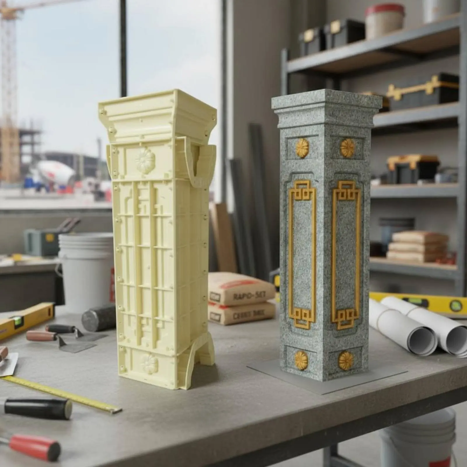 Roman Column Form Reusable Plastic Balcony Railing Form Cement Fence Form Long-Lasting Sturdy Duty for Contractors, Garden