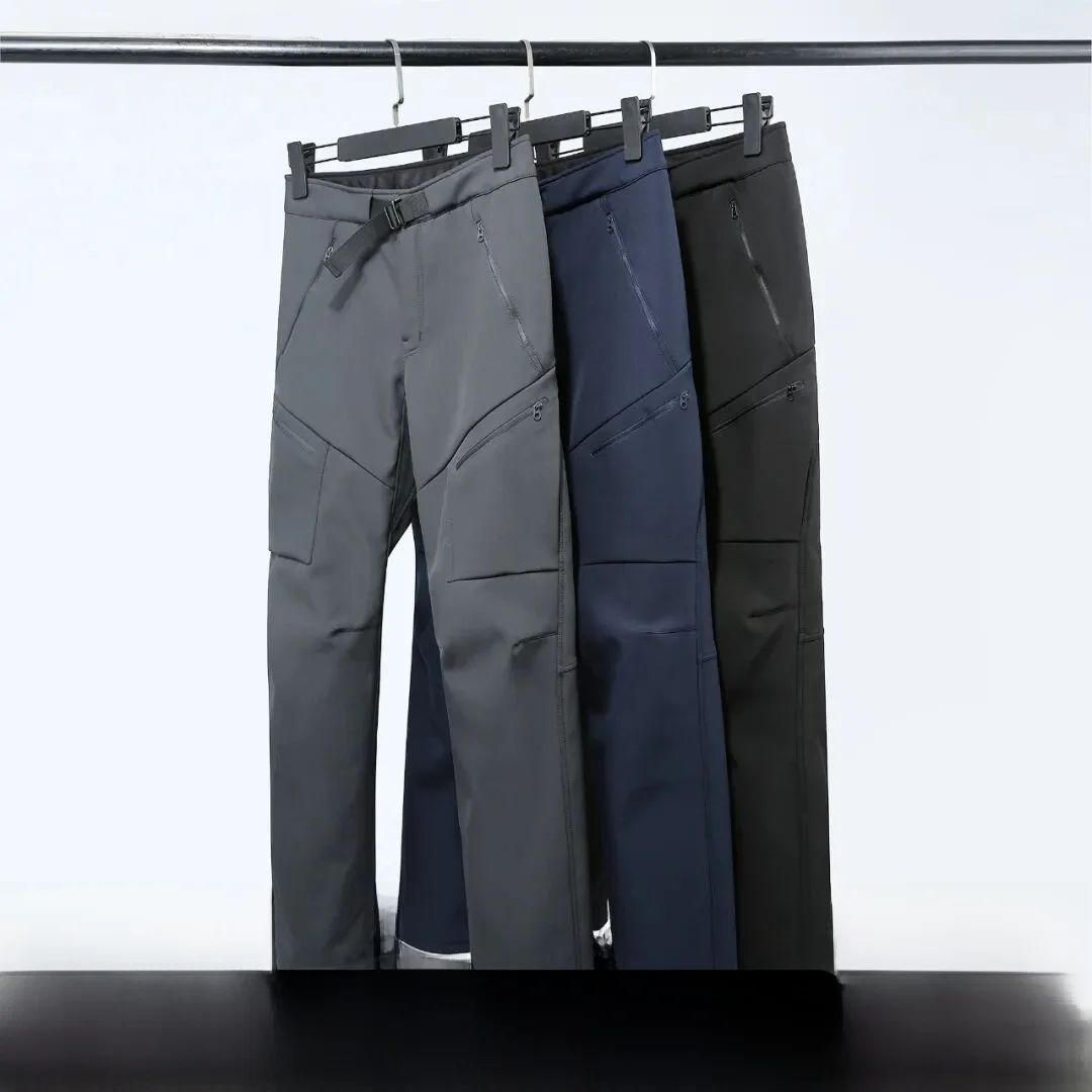 

Outdoor Climbing Soft ell Pants Men's Casual Straight Leg Trousers Fce Lined 3D Contour Fit Waterproof Autumn Winter