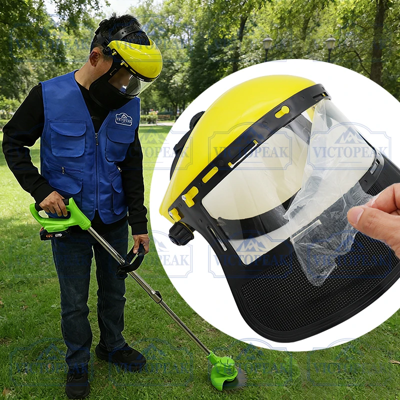 New Model Gardening Grass Trimmer Safety Helmet with Full Face Mesh Cover Protective Mask For Logging Brush Cutter Protection