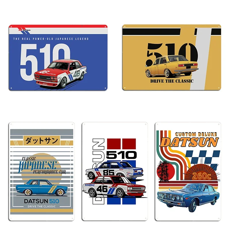 Letrero Metálico Decorativo BRE DATSUN 510, Auto Clásico Japonés, para Club de Coches, Garaje, Cine, Diseño Retro