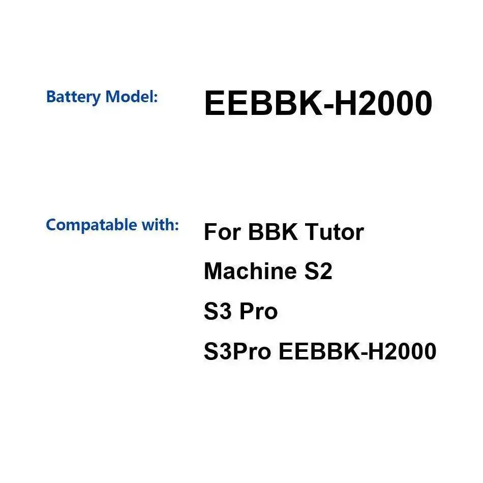 

Аккумулятор для ноутбука Eebbk-H2000 для репетитора Bbk S2 S3 Pro S3pro, долговечный, 7200 мАч