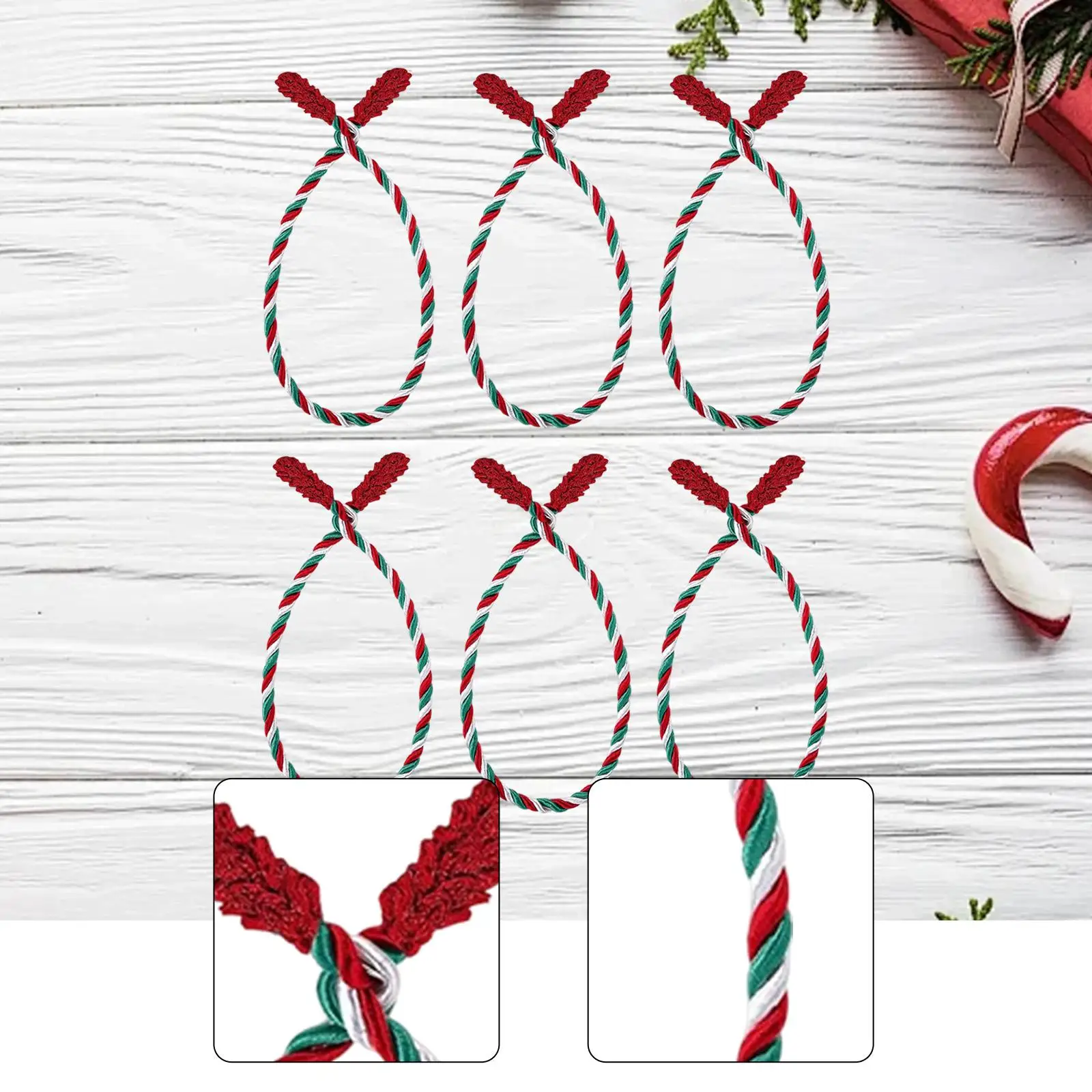 6x Garland Ties Home Decoration Attachments Ornaments Decorative Twist Ties Reusable for Stairway Railing Wreaths Stockings