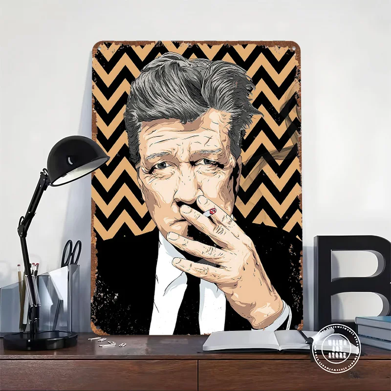David Lynch Palący Celebryta Aluminiowy Metalowy Plakat Dekoracja Pokoju Gracza Do Domu Personalizowane Metalowe Tabliczki na Ścianę