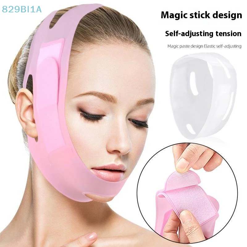 قابلة لإعادة الاستخدام على شكل حرف V قناع الوجه حزام مزدوج الذقن المخفض الذقن حتى التصحيح حزام الذقن على شكل حرف V للترهل #4