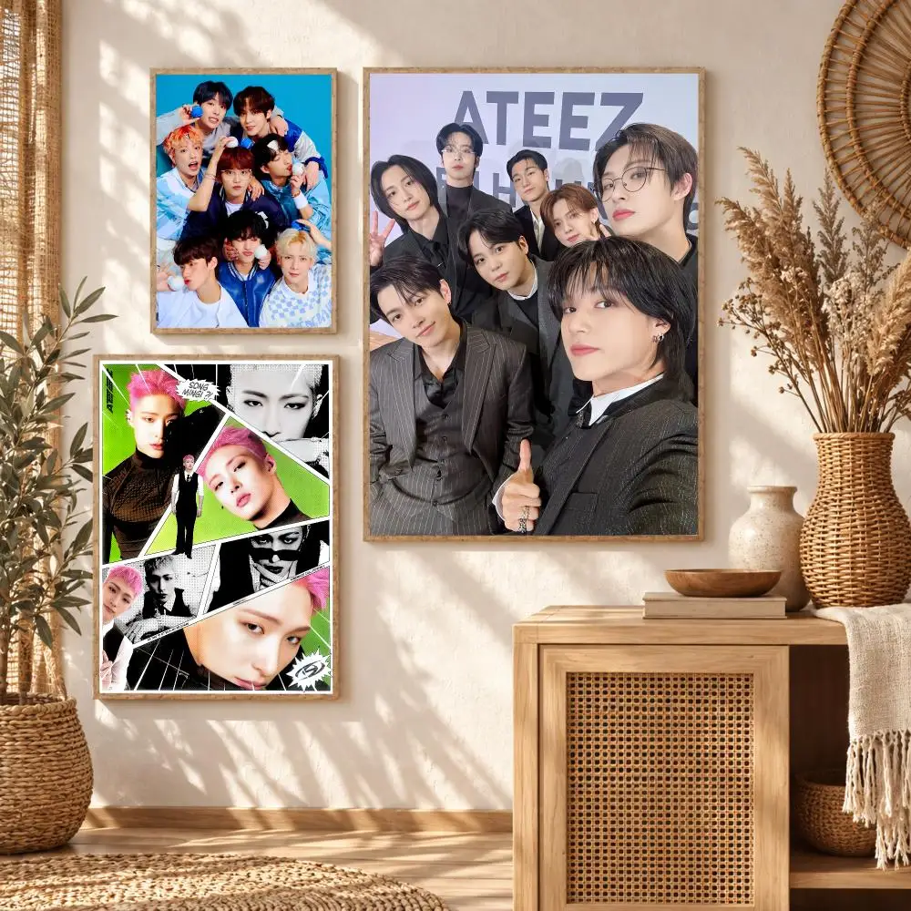 Kpop Singer Band A-ATEEZ Painting Calligraphy Modern Canvas Wall Art Prints for Living Room Decor | Wall Decals