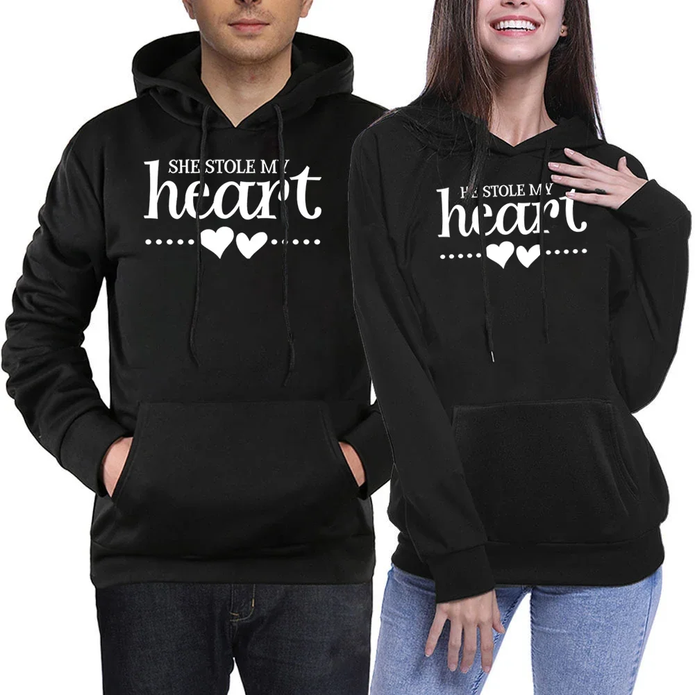 

New Trendy Lover Hoodies Matching Couple She Stole My Heart/he Stole My Heart Hooded Oversize Sweatshirt Fashion Harajuku Hoodie