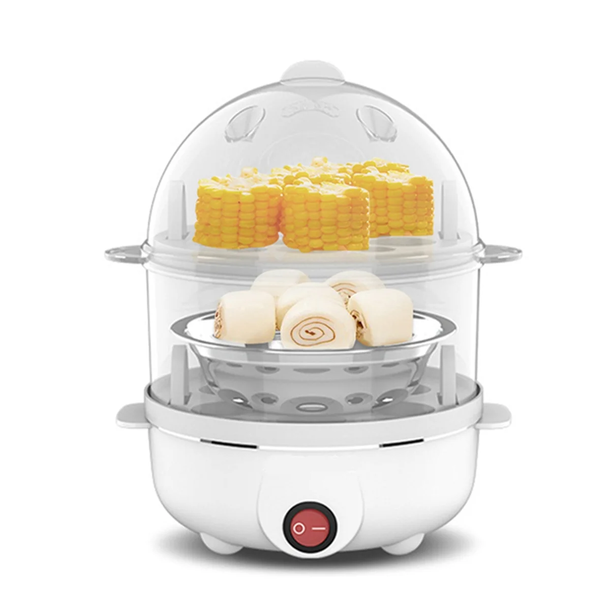 Electric Egg Cooker Double-Layer Multi-Function Egg Cooker Corn Milk Quick Breakfast Egg Steamer -US Plug