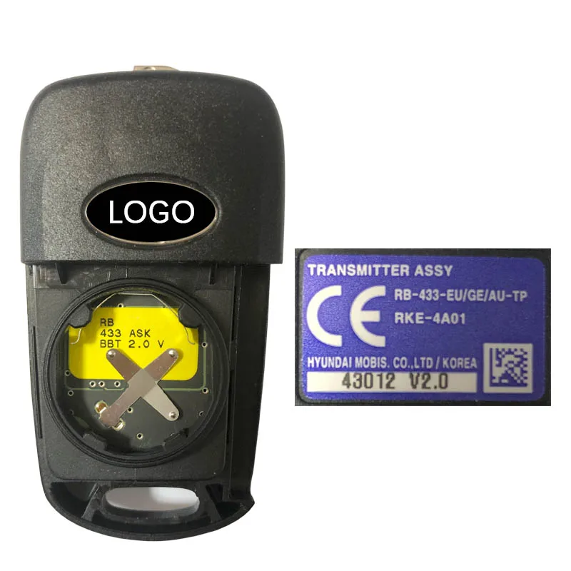 CN020122 Original For Hyundai Remote Key 2 Button 2010-2013 Hyundai Accent Flip Fob 433MHZ 95430-1R110 RKE-4A01