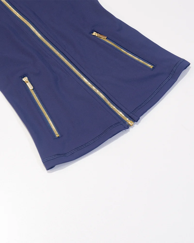 Neue Damen Slim Fit Sportjacke mit Goldreißverschluss, atmungsaktiv, schnelltrocknend, Stehkragen-Stil, Daumenloch-Design, Sportjacke – Detail 13