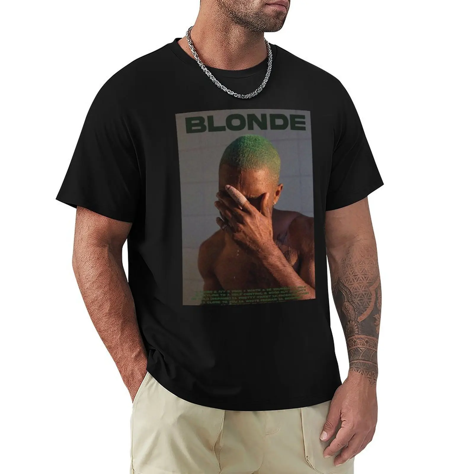

Fran-k-Ocean - Blond - Frank Album Cover T-Shirt funny costumes blue archive men clothes