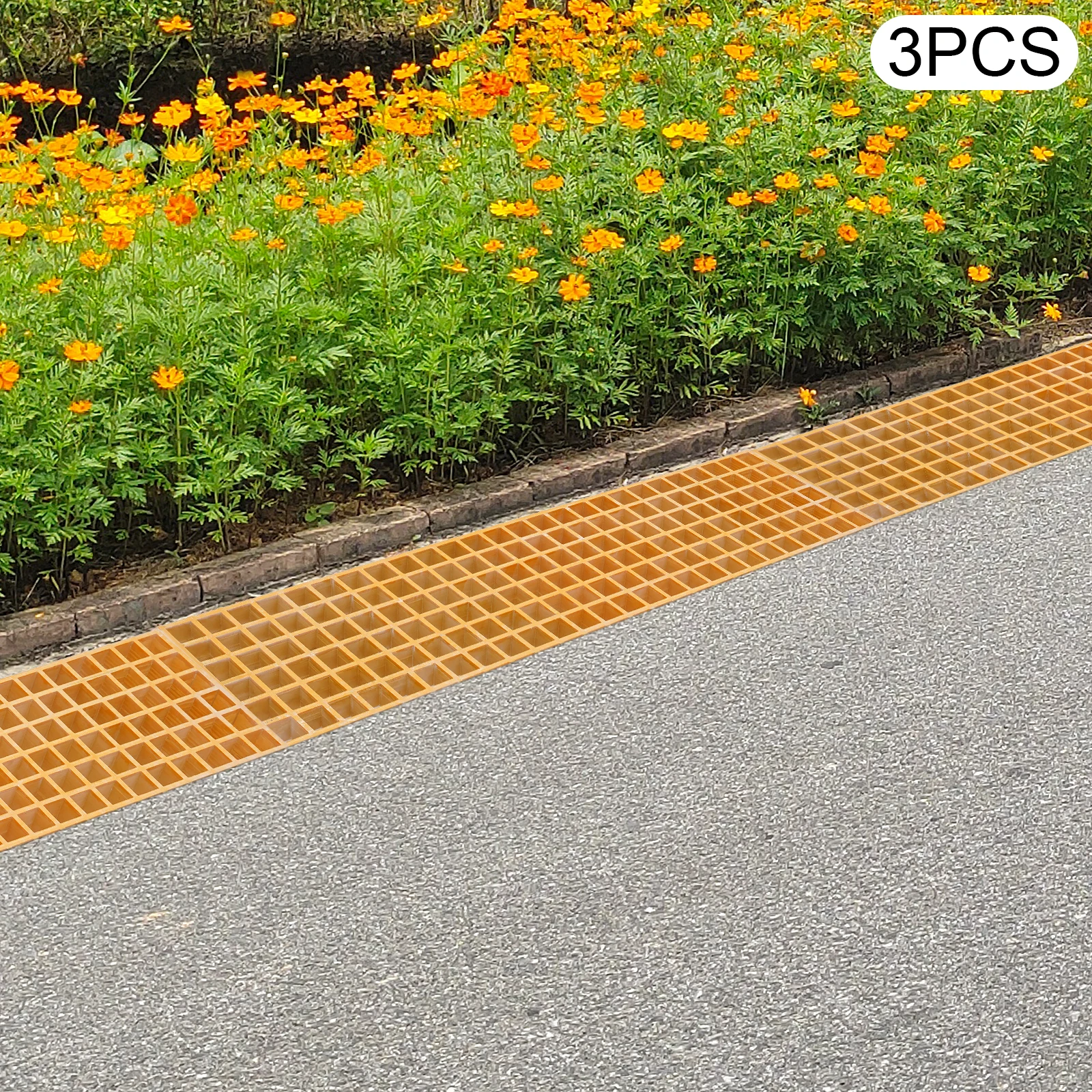 

Yellow Heavy-Duty Frp Grating Cover, 1102.31Lbs Load Bearing Anti-Slip Trench Drain Panel With Reinforced Grid Structure
