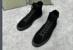 BILLIONAIRE SIJITONGDASuede Leather High Top Sneakers Are Made Of Suede Calf Leather For Warmth And Wool For A Soft And Comforta