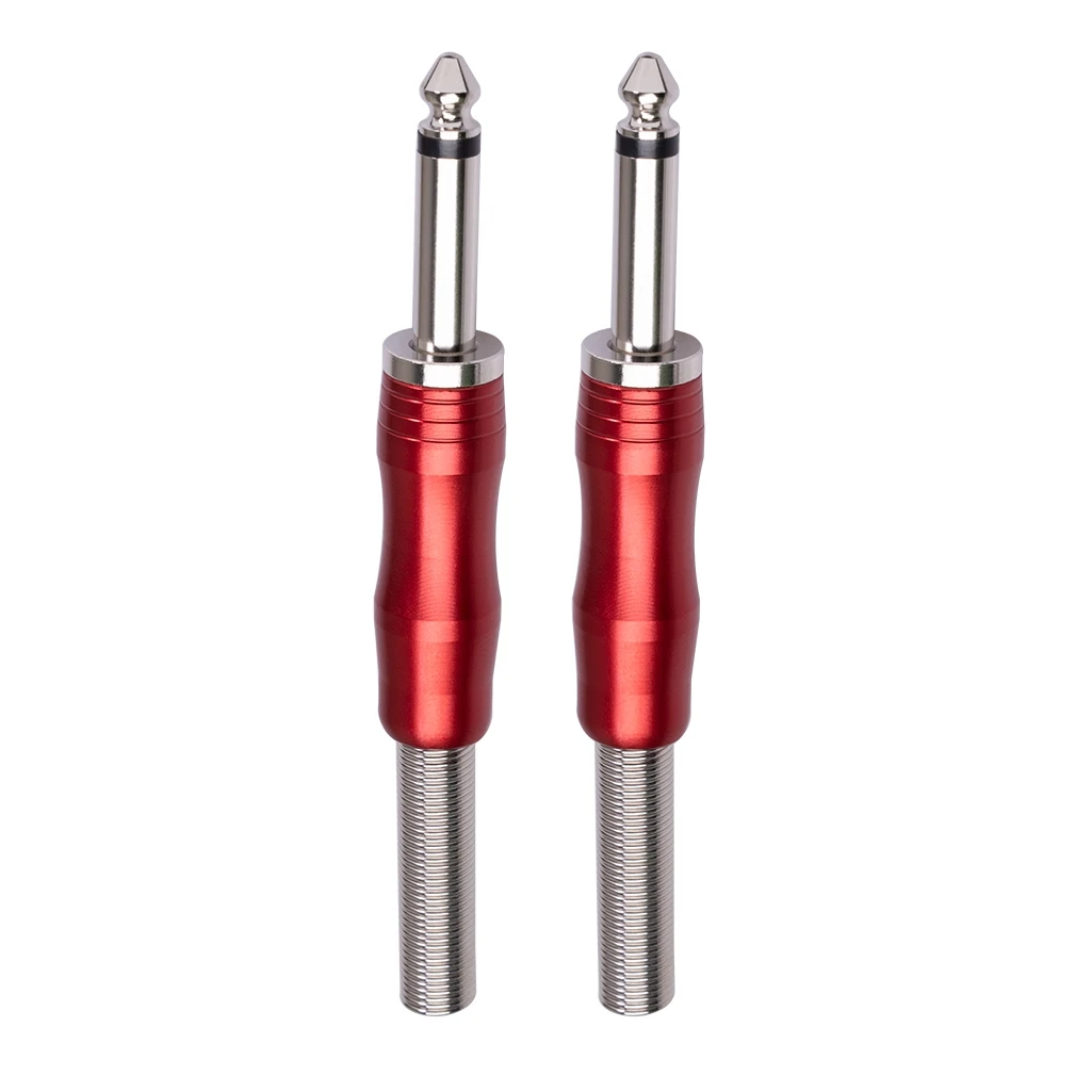 5PC Jack 6.35 Microphone Plug 6.35mm Mono Male Plug Connector Audio Speaker Electric Guitar Welding Plug,Red