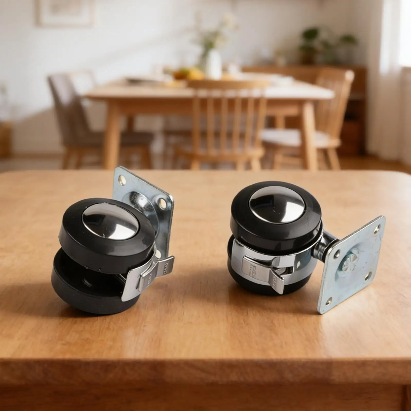Zinc Alloy Mounting Caster Wheels Plastic And Zinc Alloy Noiseless Operation Black Silver For Bedroom Furniture