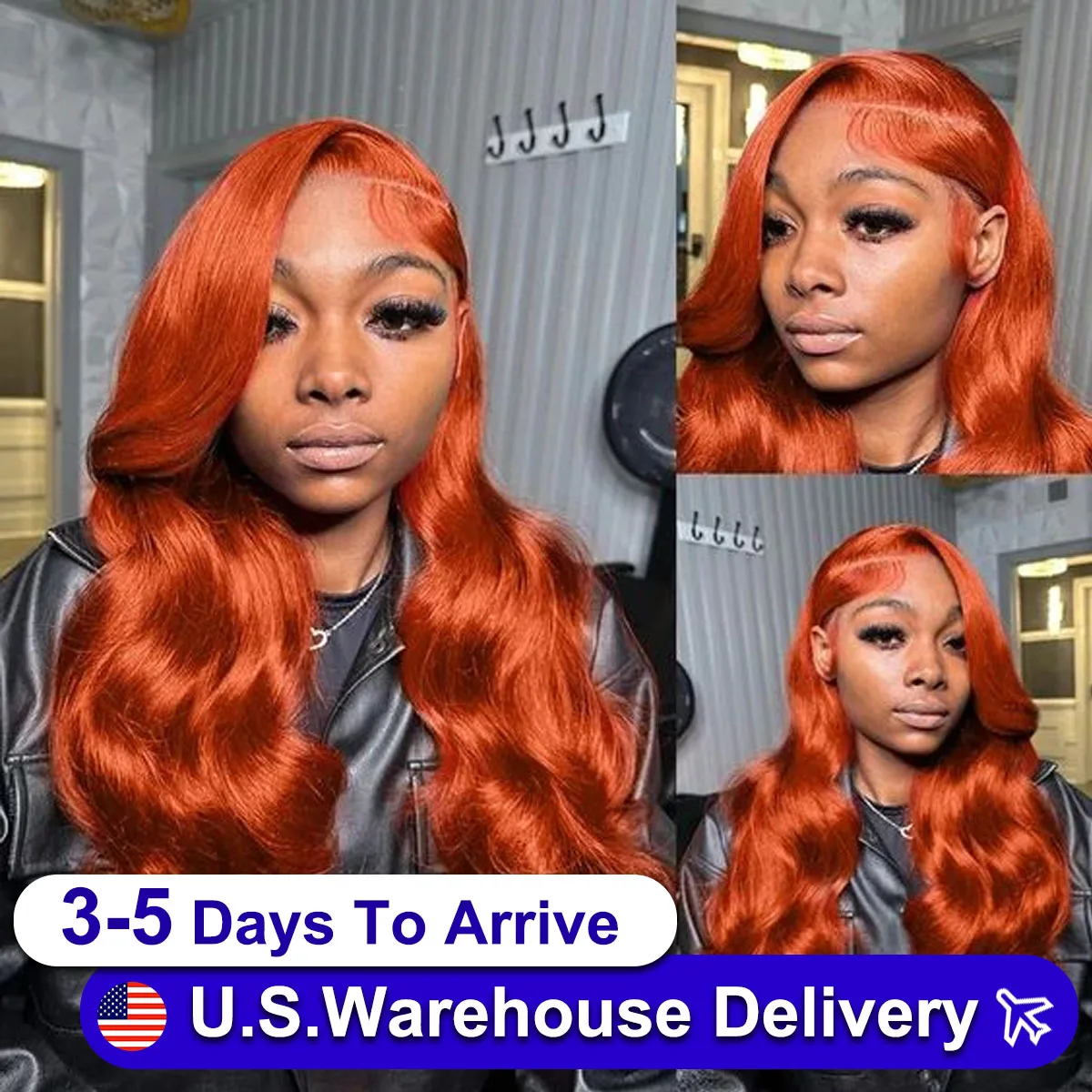 350 Ginger Orange Body Wave Wigs Human Hair 13x4 HD Lace Front Wig Body Wave Wigs Human Hair 180% Density Wig For Women 30 Inch