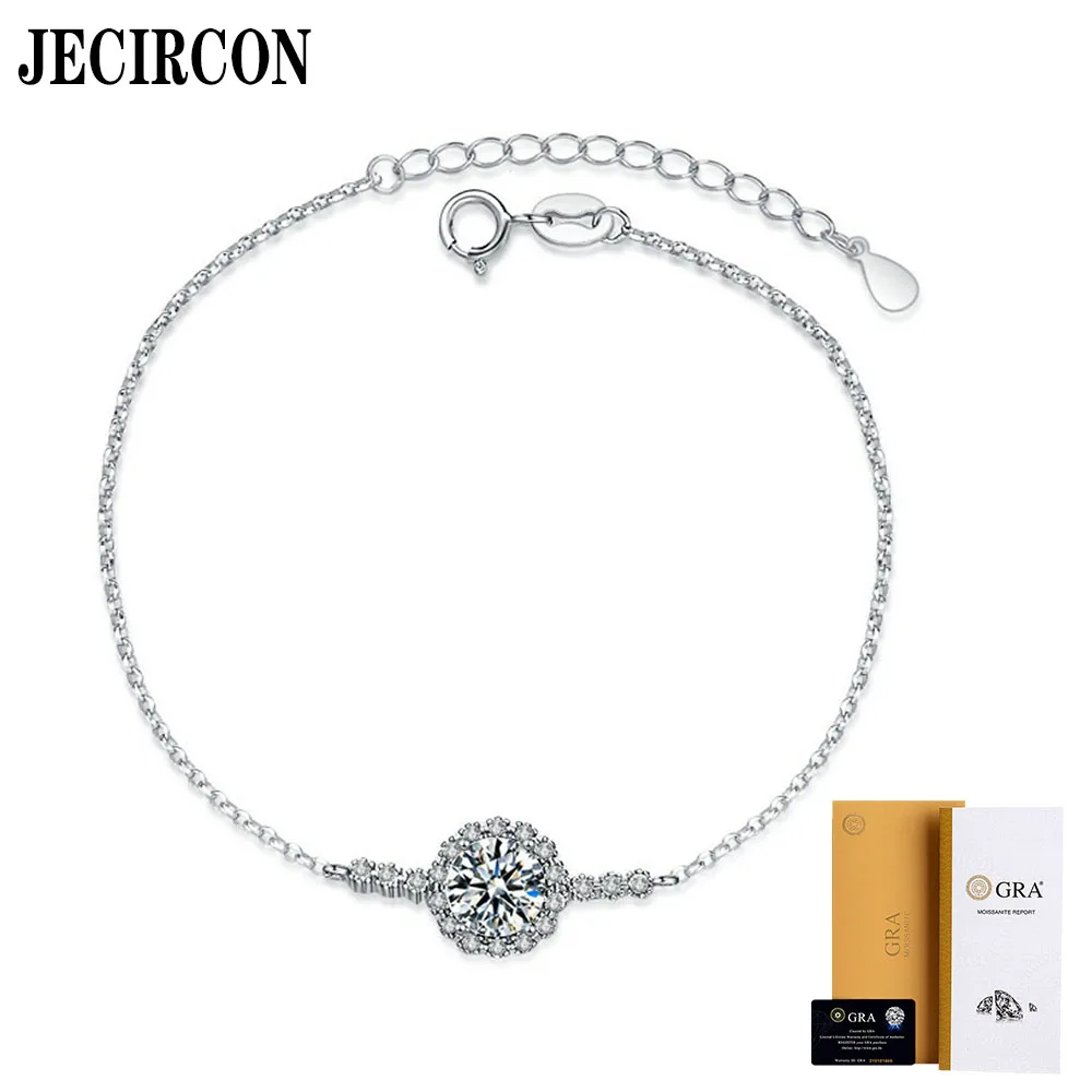 JECIRCON-S925 Sterling Silver Moissanite Pulseira para Mulheres, Double Row Diamond, Light Luxury Hand Chain, Baby's Breath, D Color, 1ct