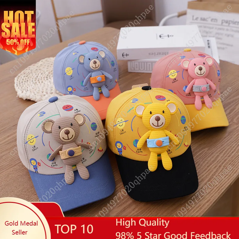 

Детская бейсболка 3D с медведем, мультяшная кепка для детей 1-5 лет, кепка-уточка для малышей, милая кепка с козырьком для мальчиков и девочек, уличный солнцезащитный козырек