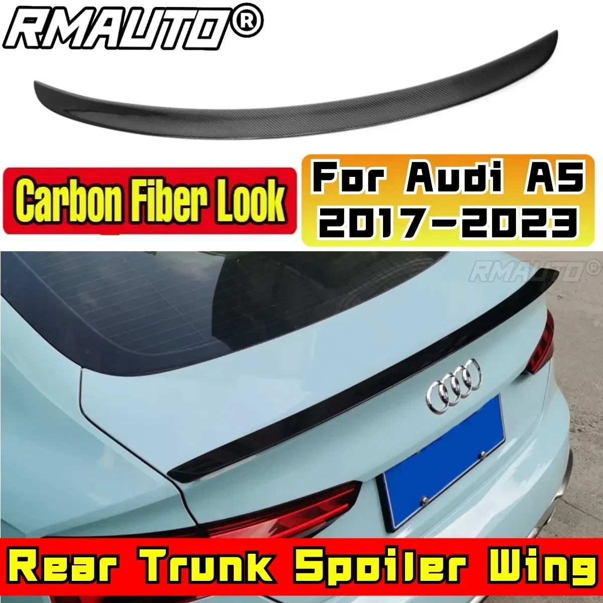 For Audi A5 B9 S5 Sline RS5 Sportback 4 Door 2017 2018-2023 Rear Spoiler Wing Body Kit Car Rear Trunk Spoiler Car Accessories