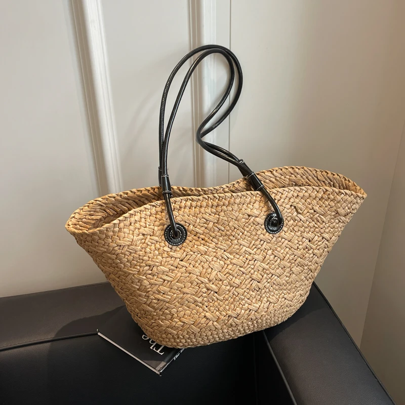 

2026 Summer Large CapacityStraw Beach Bag Designer Woven Shoulder Bag For Women Bohemian Raffia Handbag Shopper Basket Totes