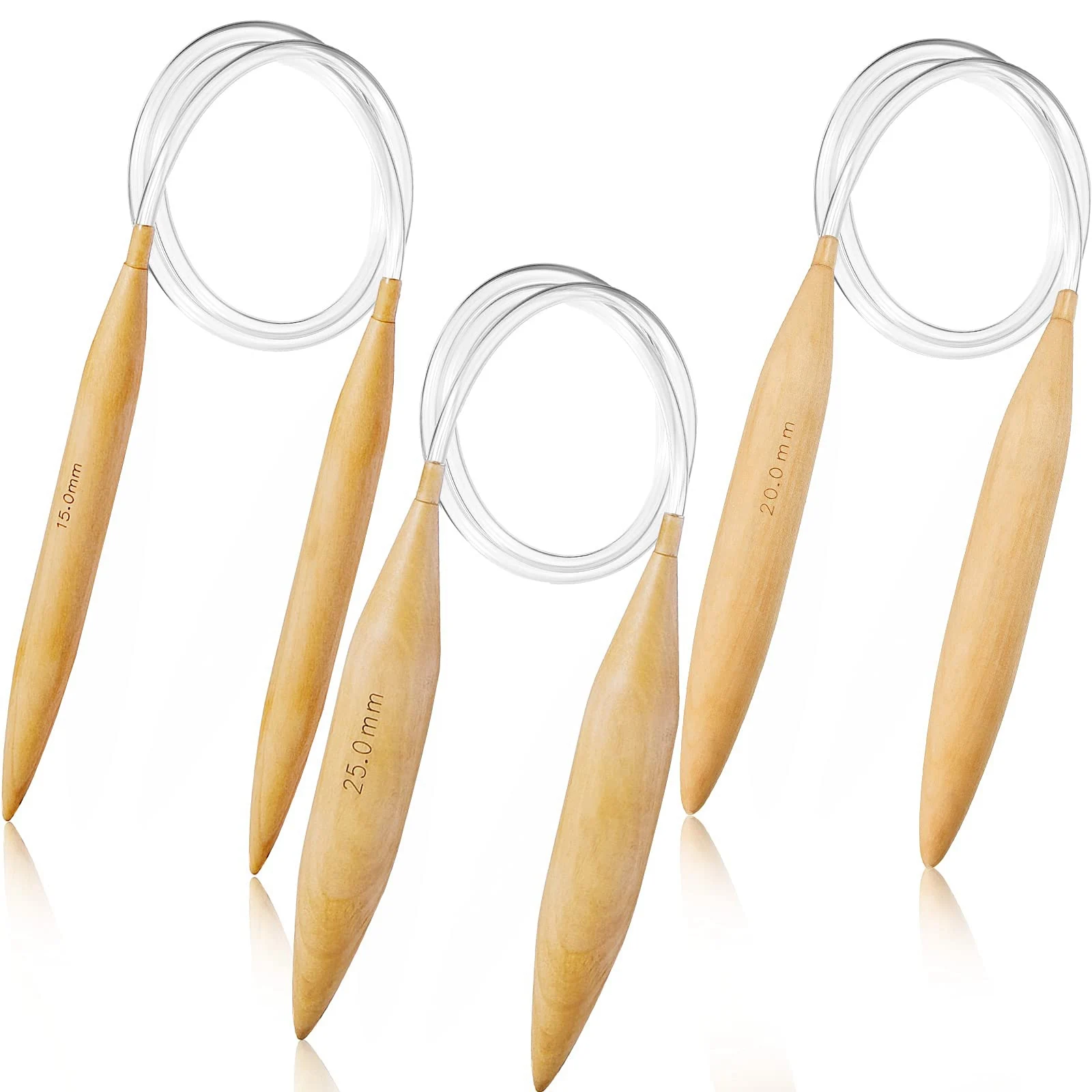 Juego de agujas de tejer circulares de bambú, agujas de tejer circulares de gran tamaño, agujas Jumbo para hilo grueso, talla estadounidense 19, 35, 50 HY