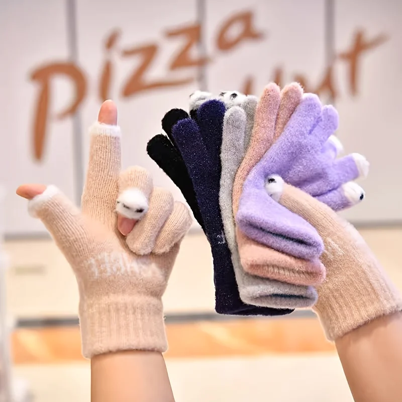 Ein Paar Fahrradhandschuhe im fingerlosen Stil, Sport-Thermohandschuhe für Damen, geeignet zum Skifahren, Eislaufen und alltägliche Wärme