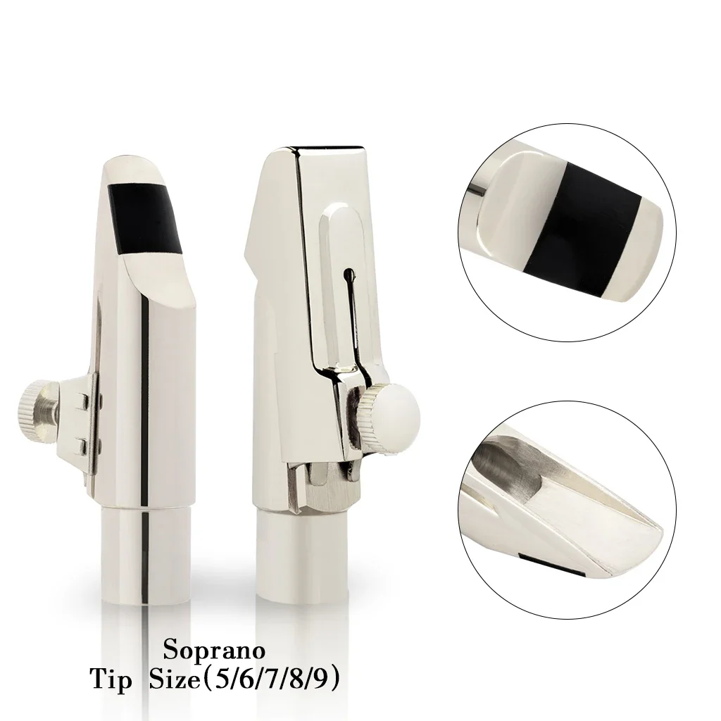 Soprano Saxophone Mouthpiece Soprano Sax With Ligature Cap Silver Plated Sax Mouthpiece Size 5 6 7 8 9 Saxophone Accessories