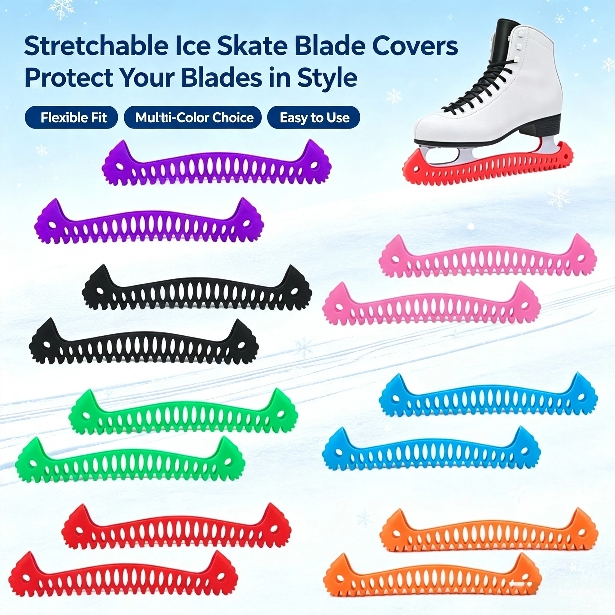 Walkable Soft Figure Skate Blade Cover TPU Retractable Ice Skating Blade Protection Sleeve Multiple Sizes For Figure Ice Skates