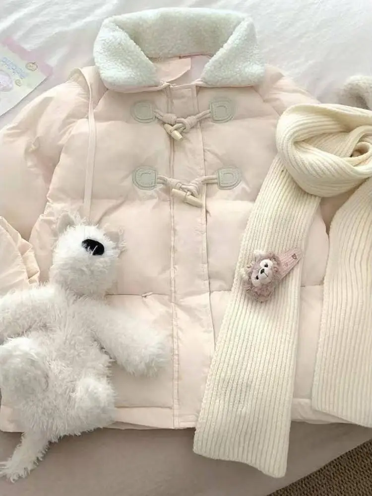 

Модный универсальный хлопковый жакет Sweet School Design с розовыми пуговицами и воротником для девочек-школьниц, зимний, короткий размер