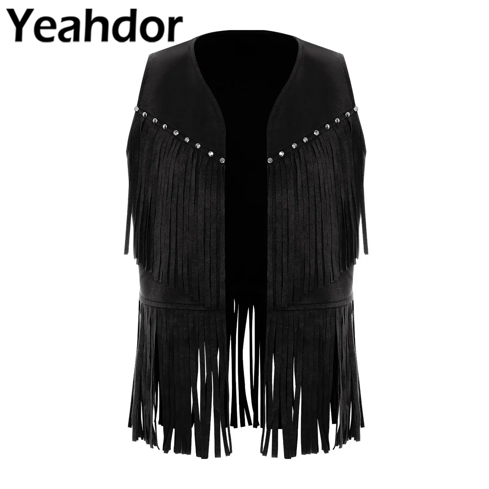 

Ковбойский карнавальный костюм в стиле вестерн, детский жилет для мальчиков и девочек, топ без рукавов с бахромой и кисточками для карнавальной вечеринки на Хэллоуин, платье