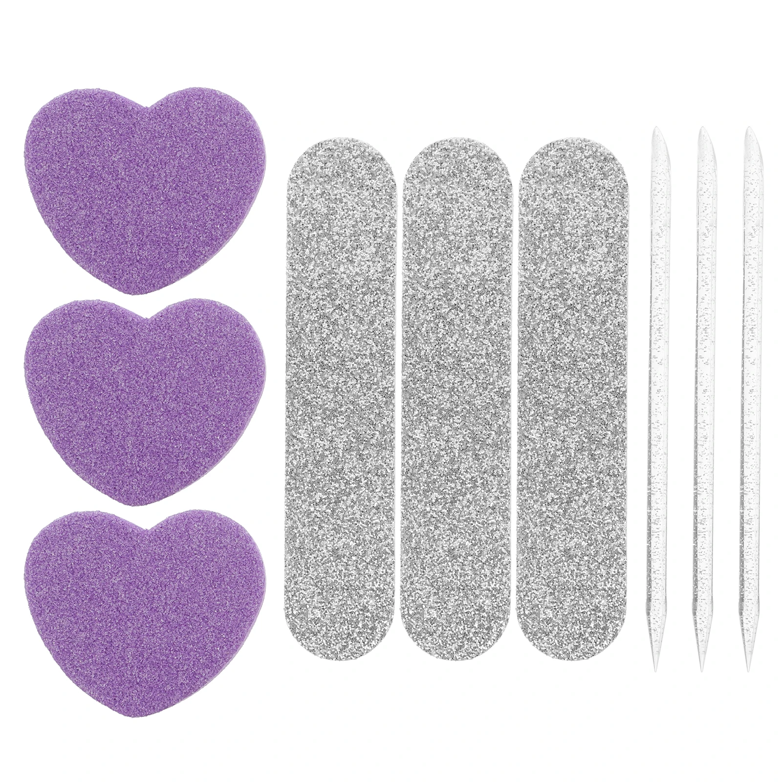 

10Sets Nail Shaping Kit Professional Grade Manicure Tools Including File Buffer Stick Heart Shaped Sponge for Finger Toe Nail