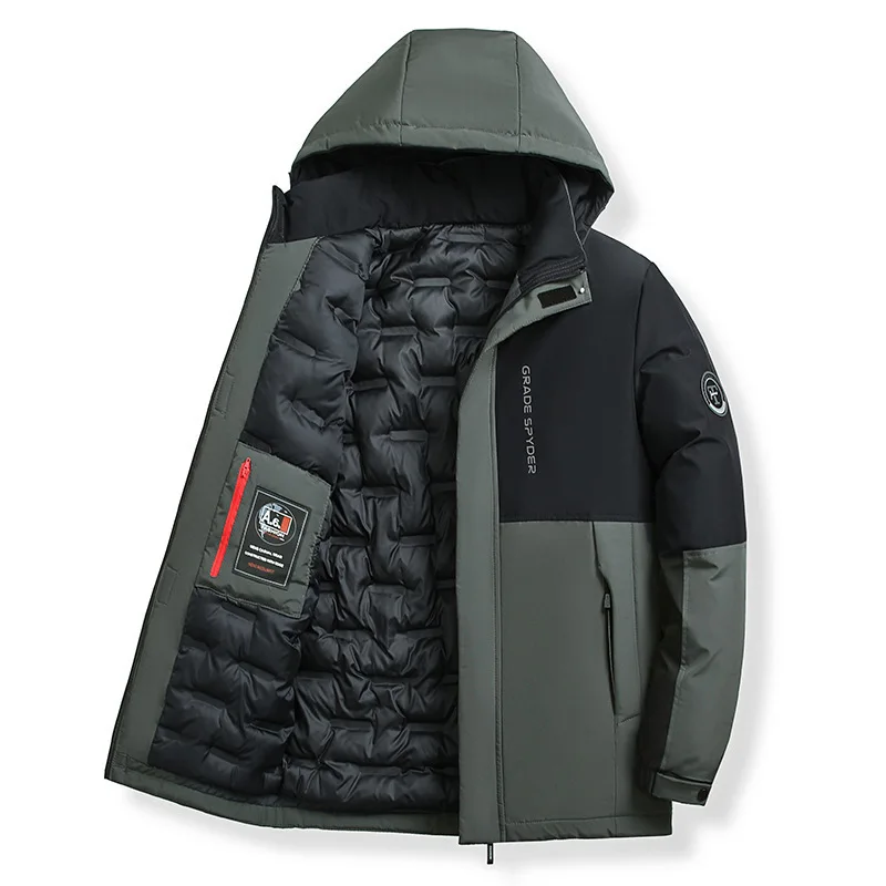 Men's Thickened Fleece Cotton-Padded Jacket for Winter Outdoor Sports Hooded Versatile Business Casual Workwear Warm