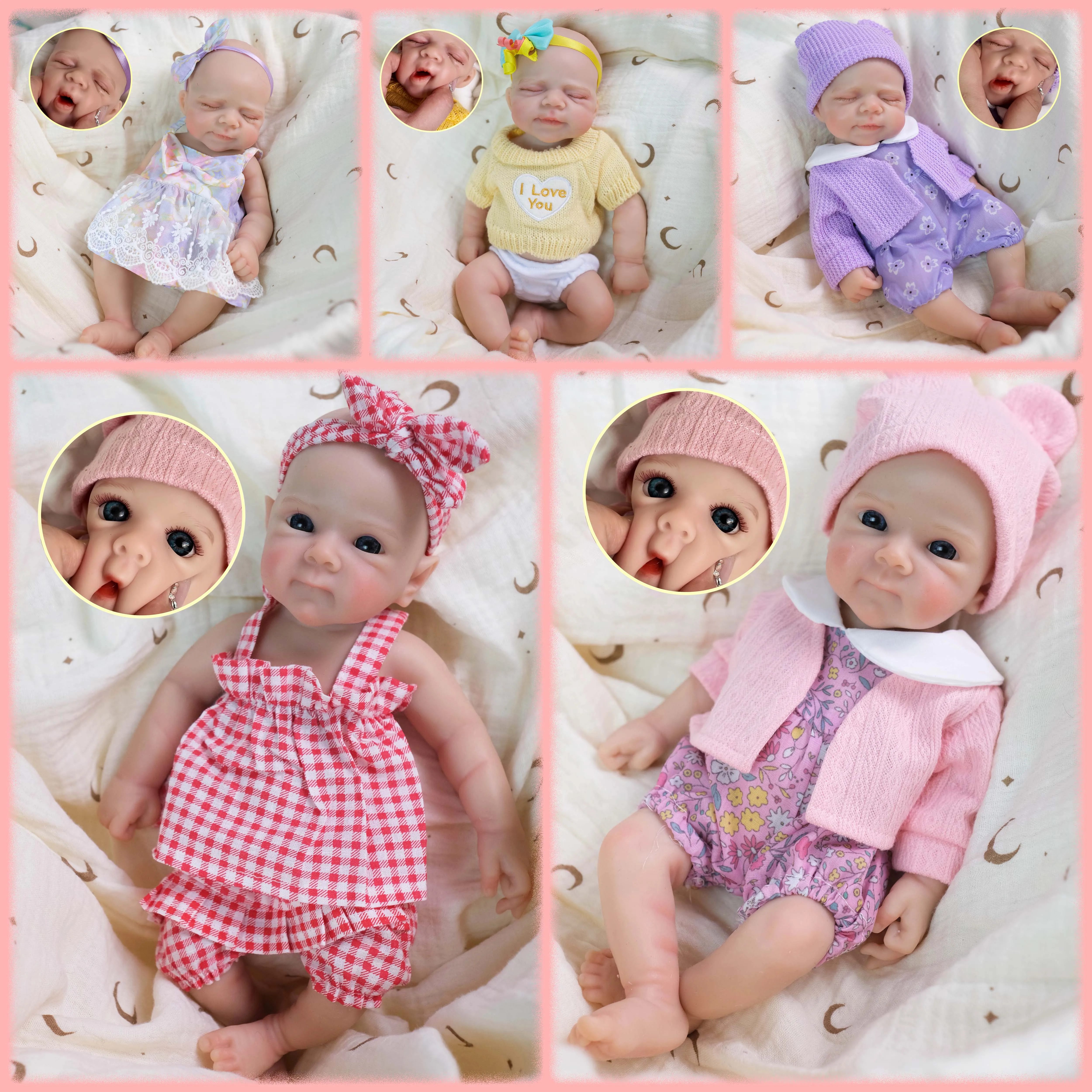 

Bettie/Pascale 12‘’ Handmade No Hair Can open mouth Solid Super Soft Elastic Lifelike Mini Cute Silicone Reborn Baby Doll