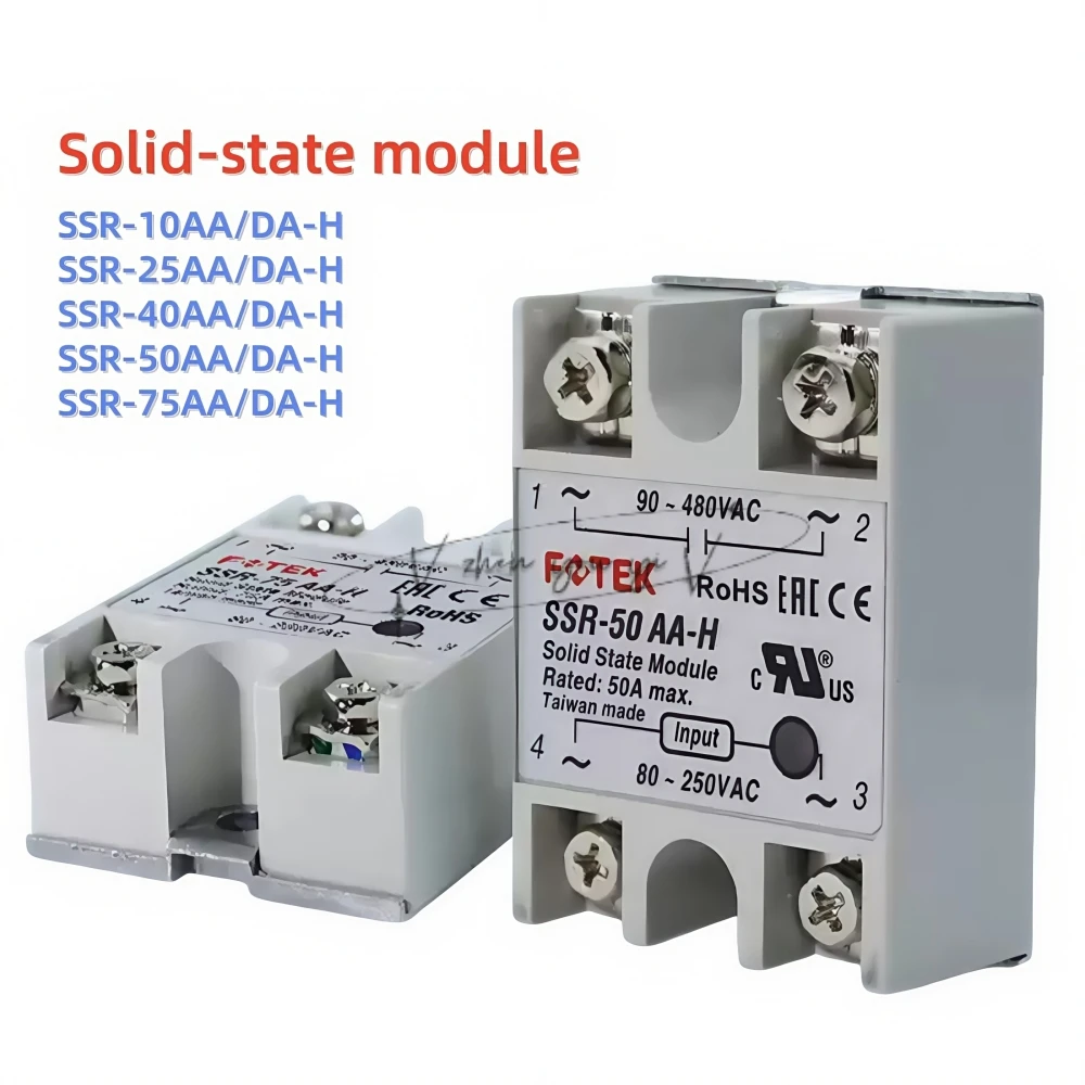 100%New Original For FOTEK single-phase solid-state relay SSR-10AA-H 25DA 40AA 50DA 75AA SSR AA/DA HS-50H ES-50K