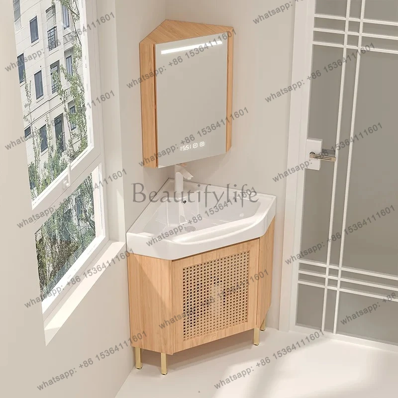 شقة صغيرة خزانة حمام الثلاثي حوض غسيل خزانة زاوية من الأرض إلى السقف السيراميك المتكامل