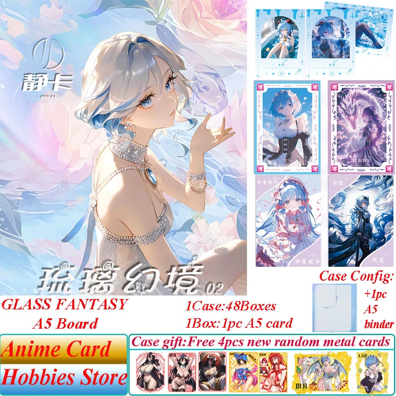 Goddess Story Colored Glaze Fantasy Realm A5 Boards Jing Ka Anime Ganyu Rem Lzp Diamond Double-sided Book Waifu Collection Cards