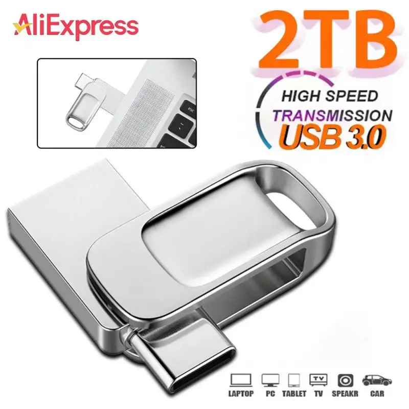 

2TB USB3.0 Flash Drive 2 In 1 TYPE-C Pen Drive 1TB U Disk For Iphone Android OTG Pendrive Usb Memory Stick For Ps4 Laptop Tablet