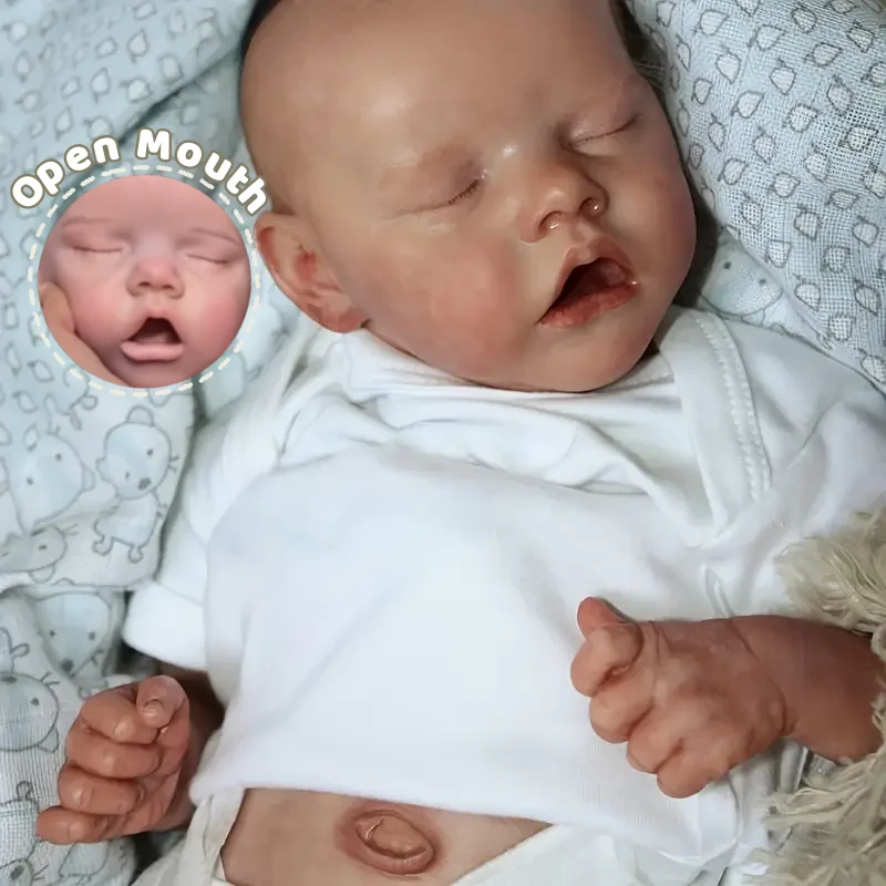 ตุ๊กตาเด็กผู้หญิงซิลิโคนนุ่มแบบเปิดปากได้ ขนาด 18 นิ้ว/45 ซม. รุ่นแฝด เบบี้รีบอร์น ผิวทาสีเหมือนจริง ของขวัญที่ดีที่สุด