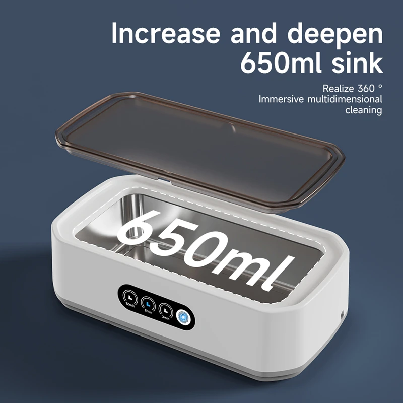 Xiaomi Ultrasonic Cleaning Machine 50,000Hz Glasses Cleaning Machine Large Capacity 650ML Jewelry Braces Professional Cleaner