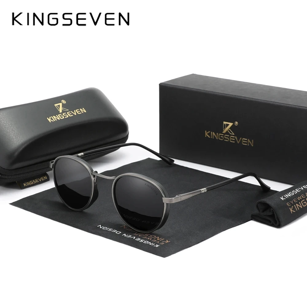 KINGSEVEN Round Retro Sunglasses Men Polarized UV400 Luxury Sunscreen Glasses Vintage Women Eyewear Causal Driving Glasses