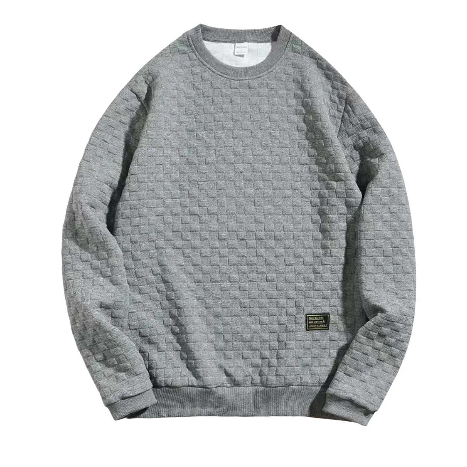 

Mens Polyester Sweatshirt Men's Sweater Solid Color Round Neck Plaid Loose Casual Pullover Round Neck Shirt Twenty One Hoodie