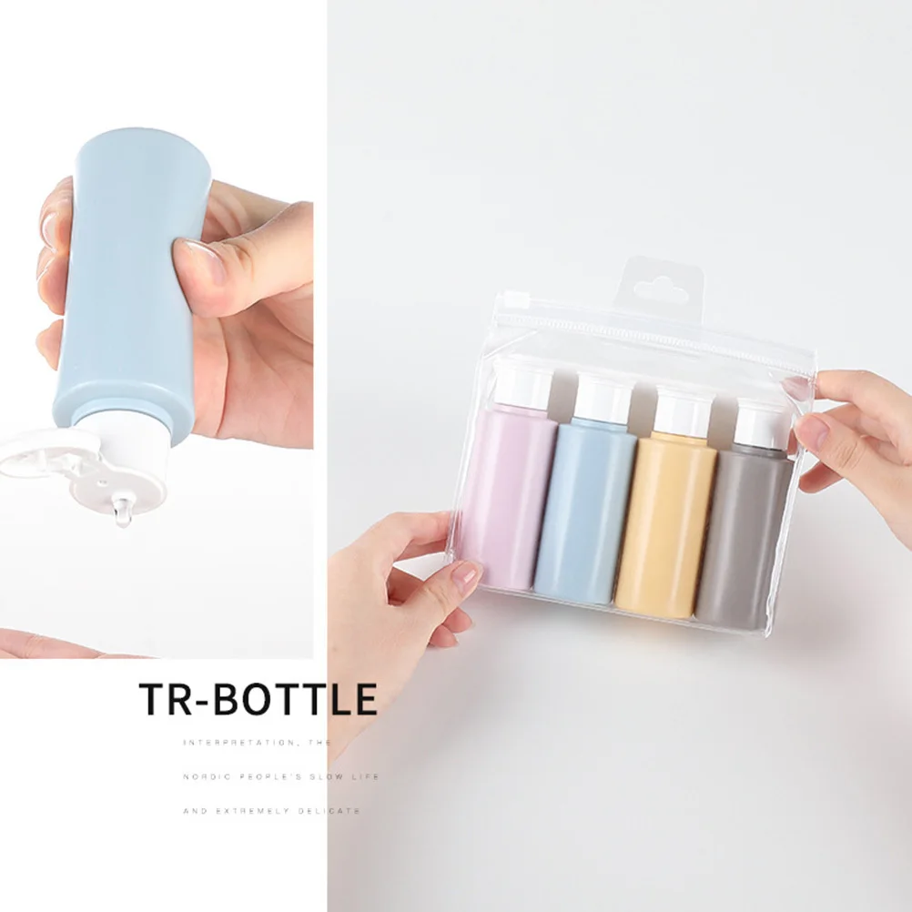 4pcs 50Ml Squeeze Bottle Set Clamshell Design Travel Bottles For Essential Oils Cosmetics Dispenser Container Empty Portable