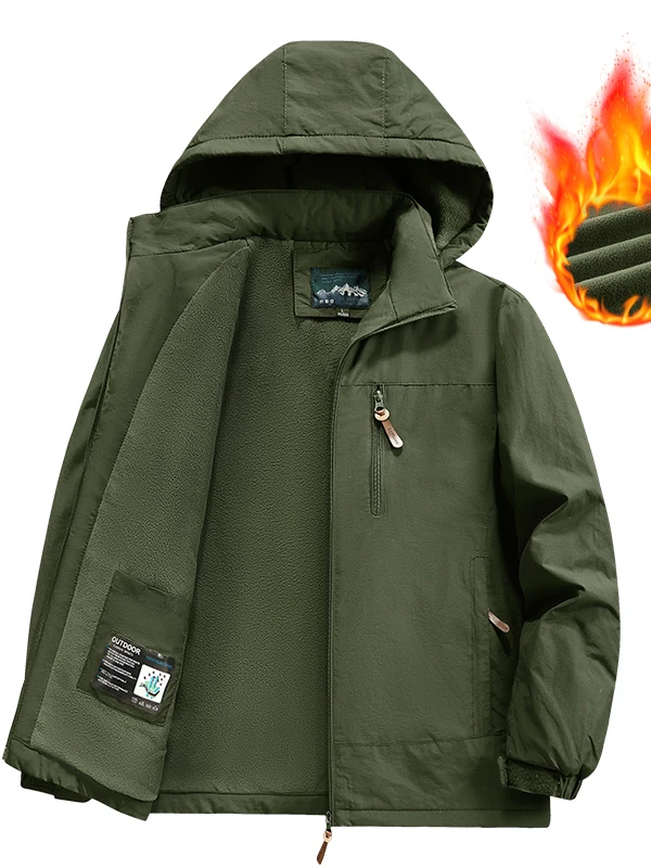 

Outdoor Windproof Waterproof Fce Lined Thiened Jaet Men's Inner Fce Jaet Casual Loose Fit Nylon Polyester Blend