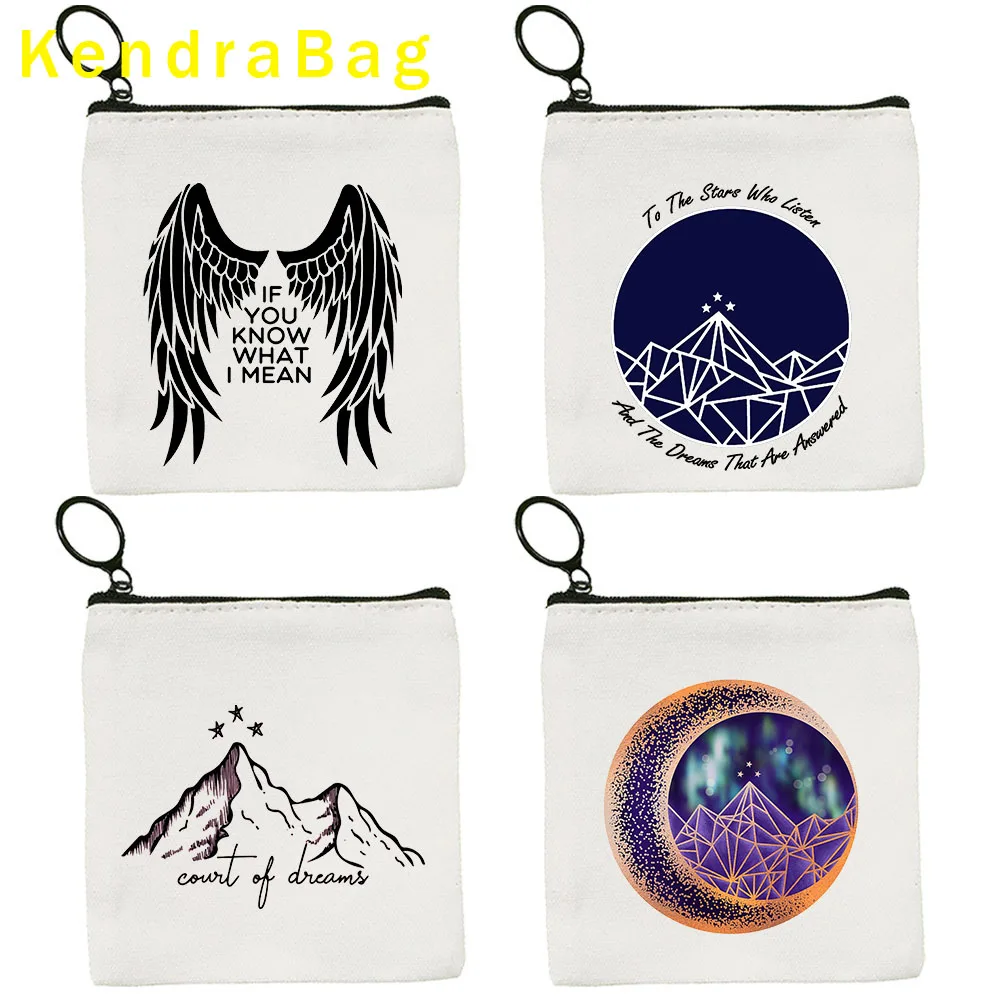 A Court Of Mist And Fury Thorns And Roses Stars Acotar Night Court Print Key Case Coin Purse Canvas Bag Wallet Gift Cosmetic Bag